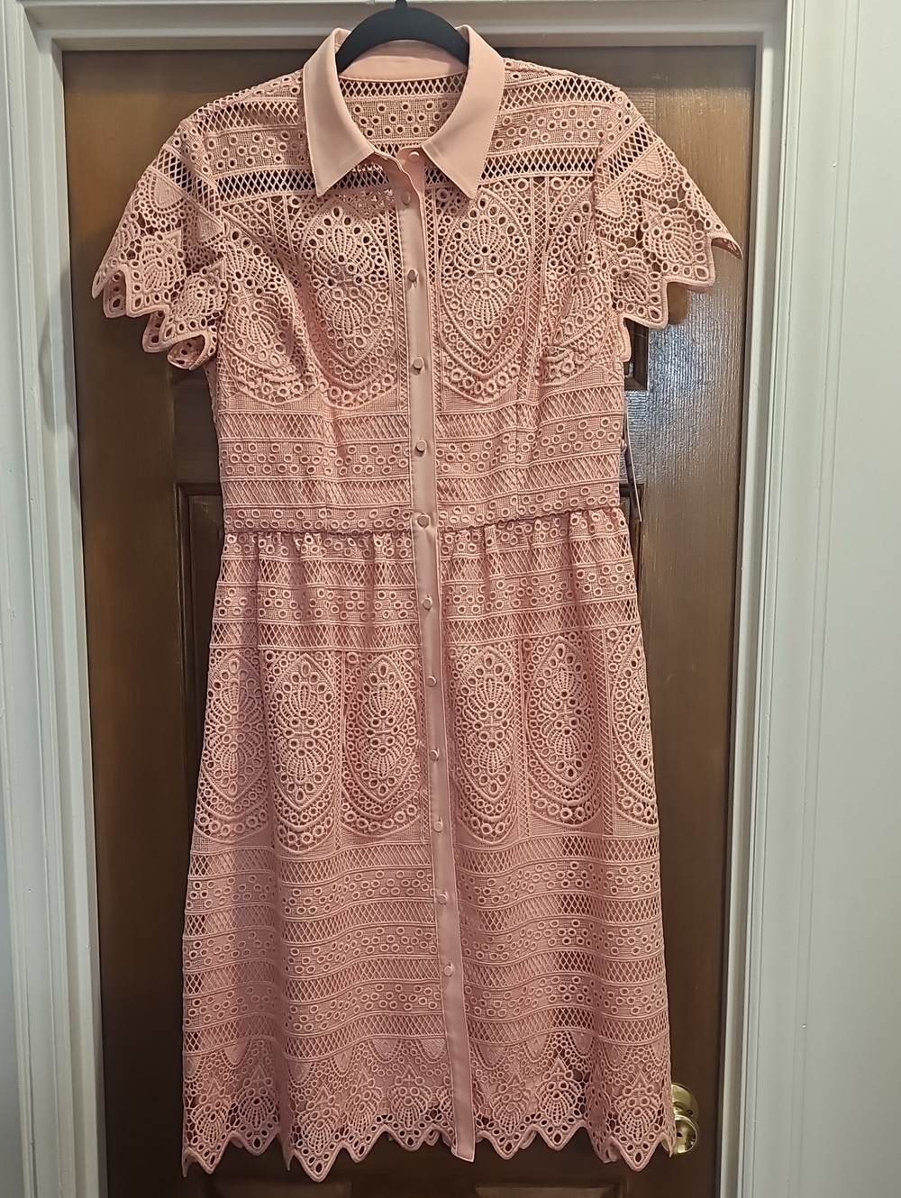 Antonio Melani Pink Lace Shirt Dress. Size 8 NWT